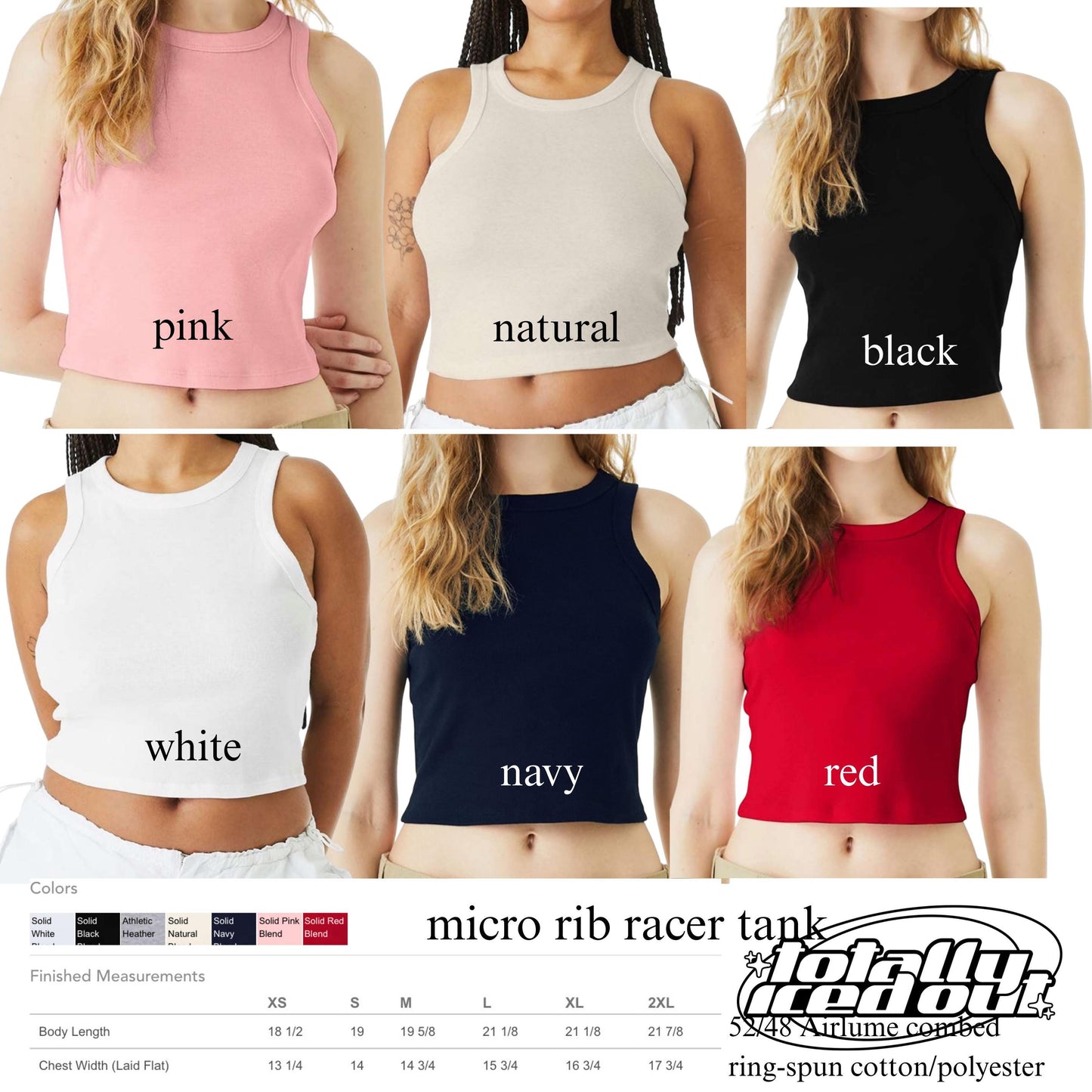 a women's cropped tank top with the words, pink, natural,
