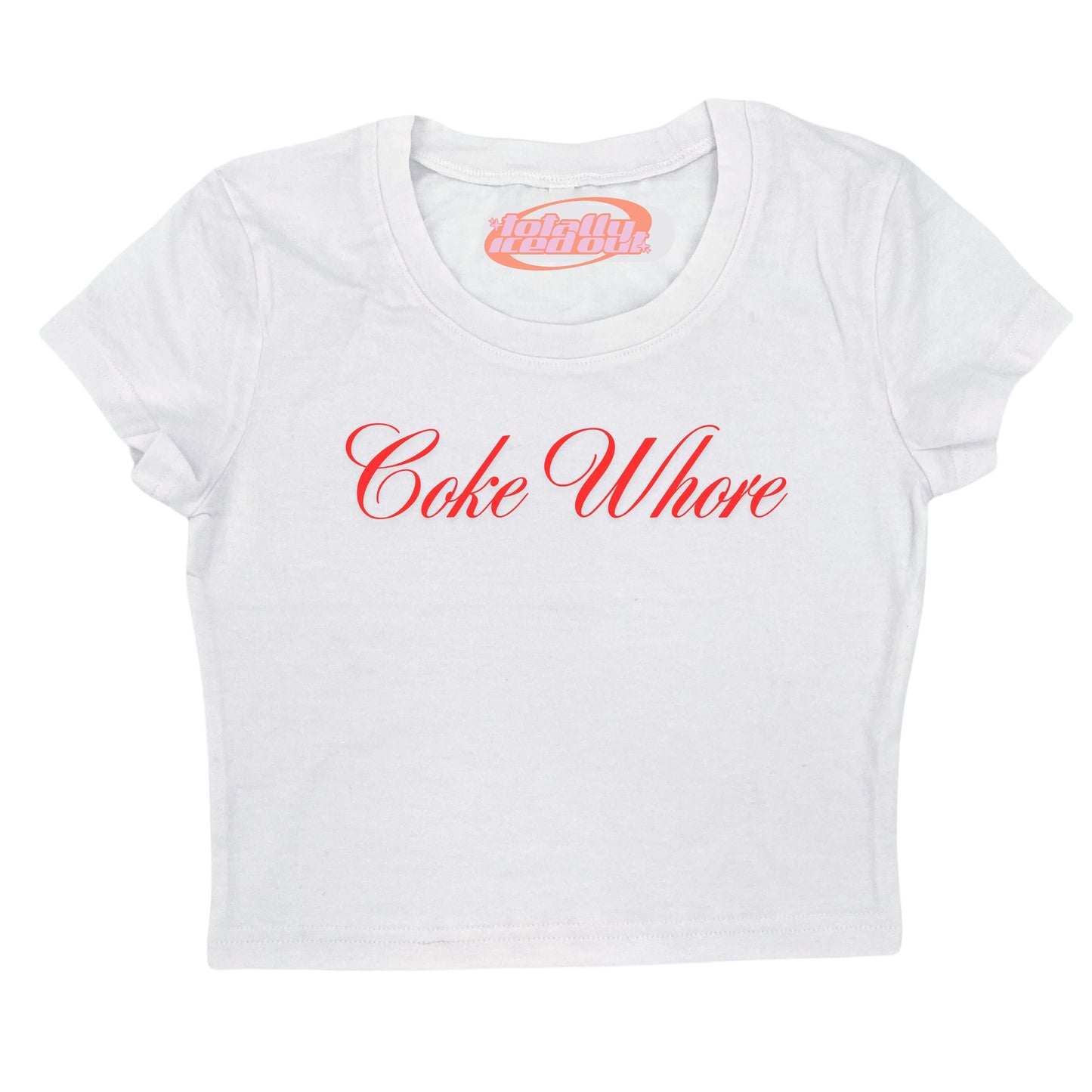 a white t - shirt with the words coke where on it
