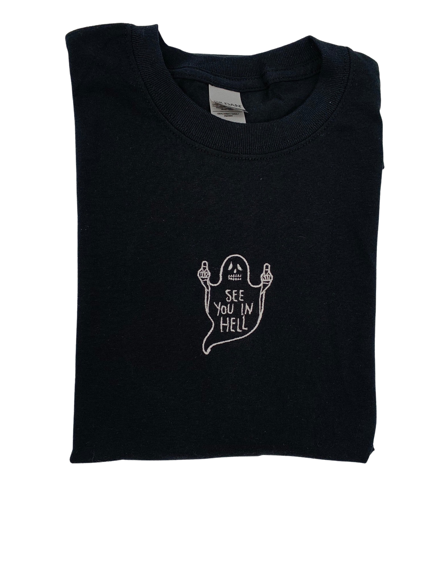 See You In Heck Ghost Embroidered Tee