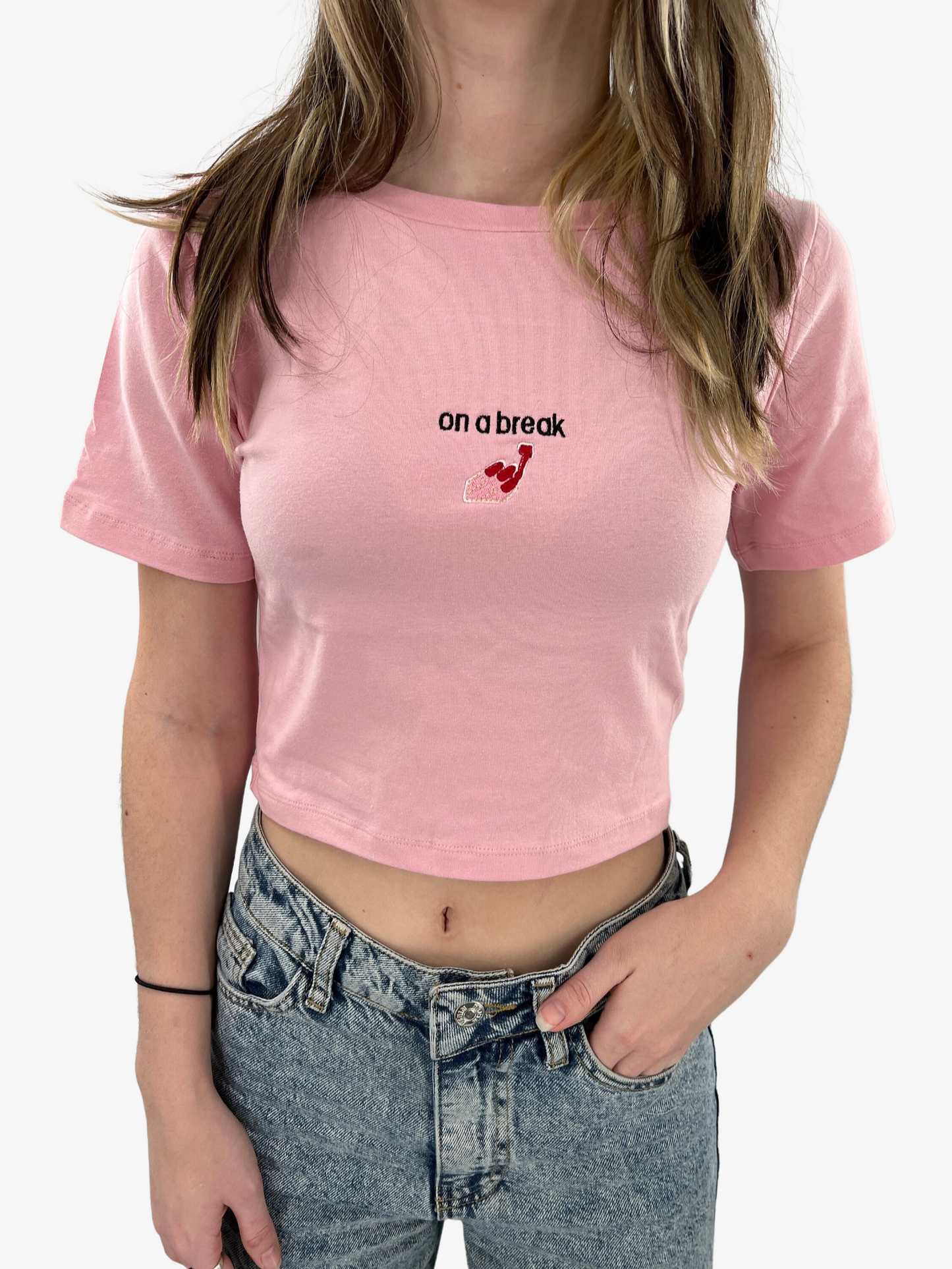 On A Break Embroidered Crop Top