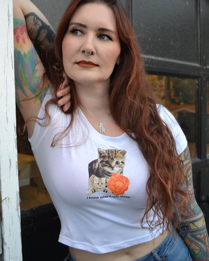 I Know Where You Sleep Cat Crop Top