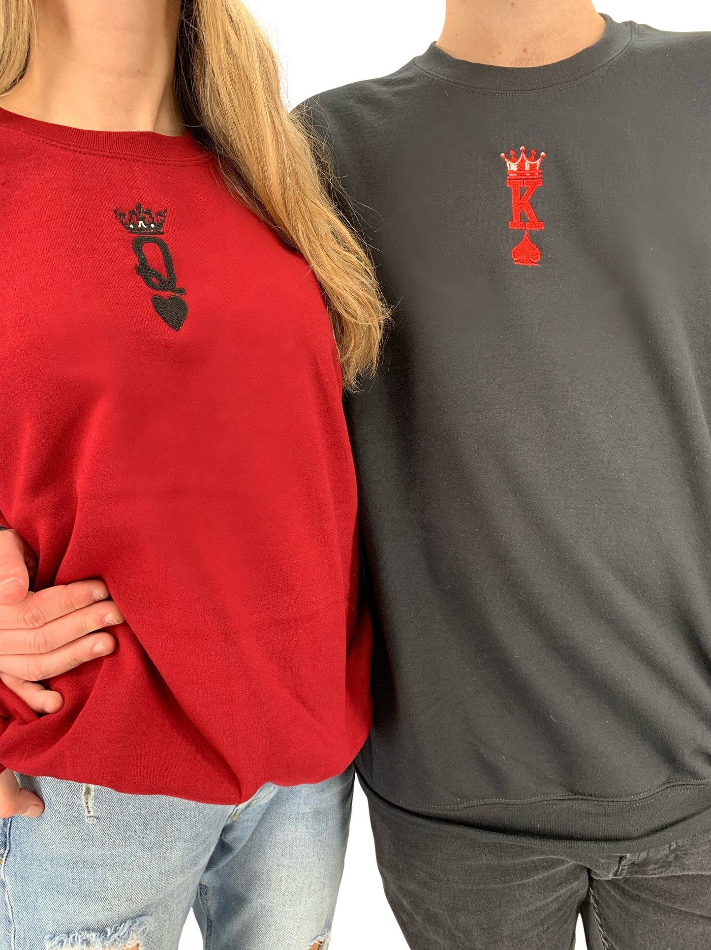 King and Queen Couple’s Crew Neck With Sleeve Initials