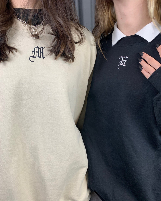 Custom Old English Initial Crewneck