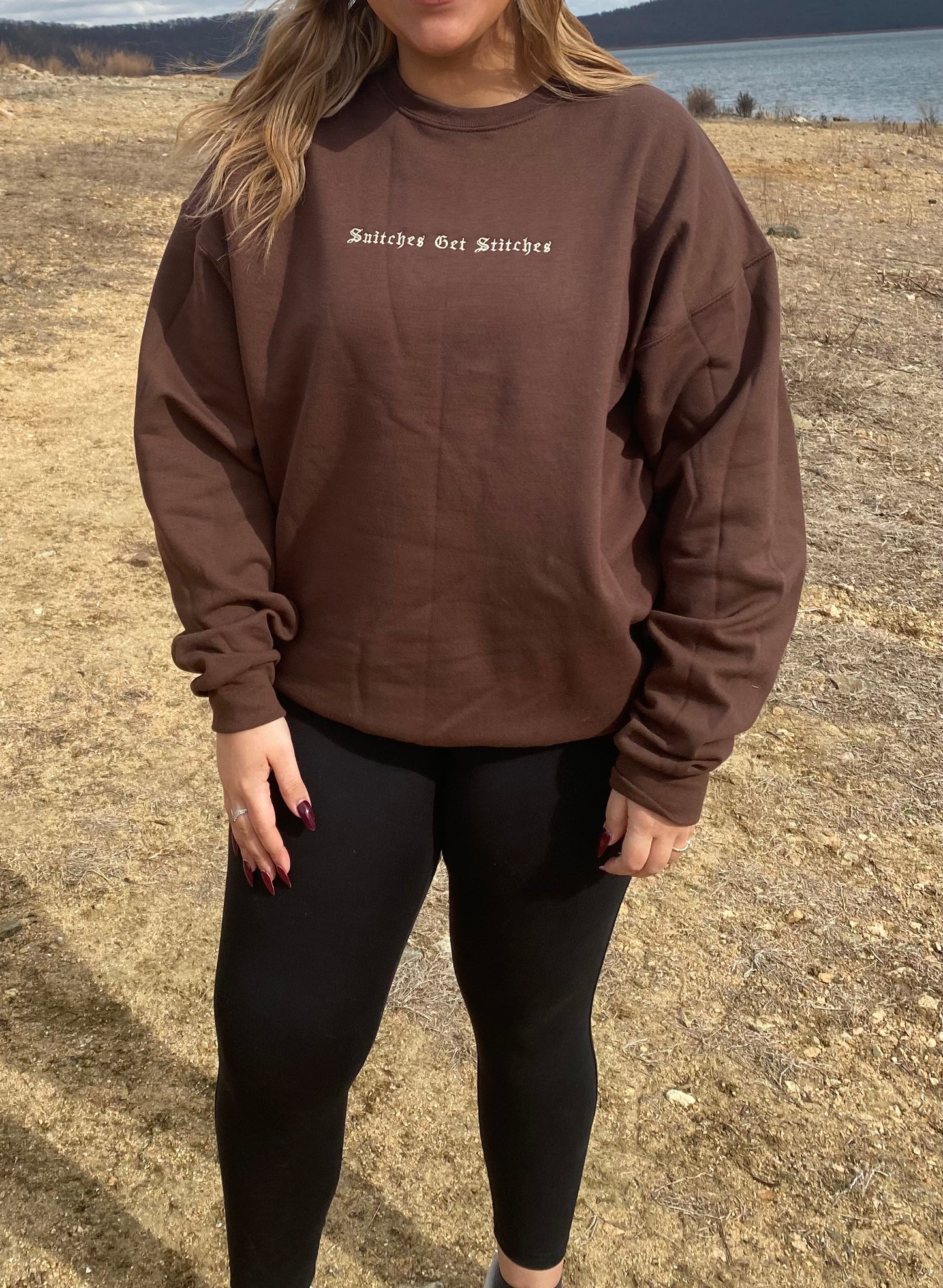 Snitches Get Stitches Embroidered Crewneck or Hoodie