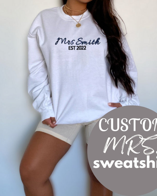 Custom Embroidered Mrs. Sweatshirt