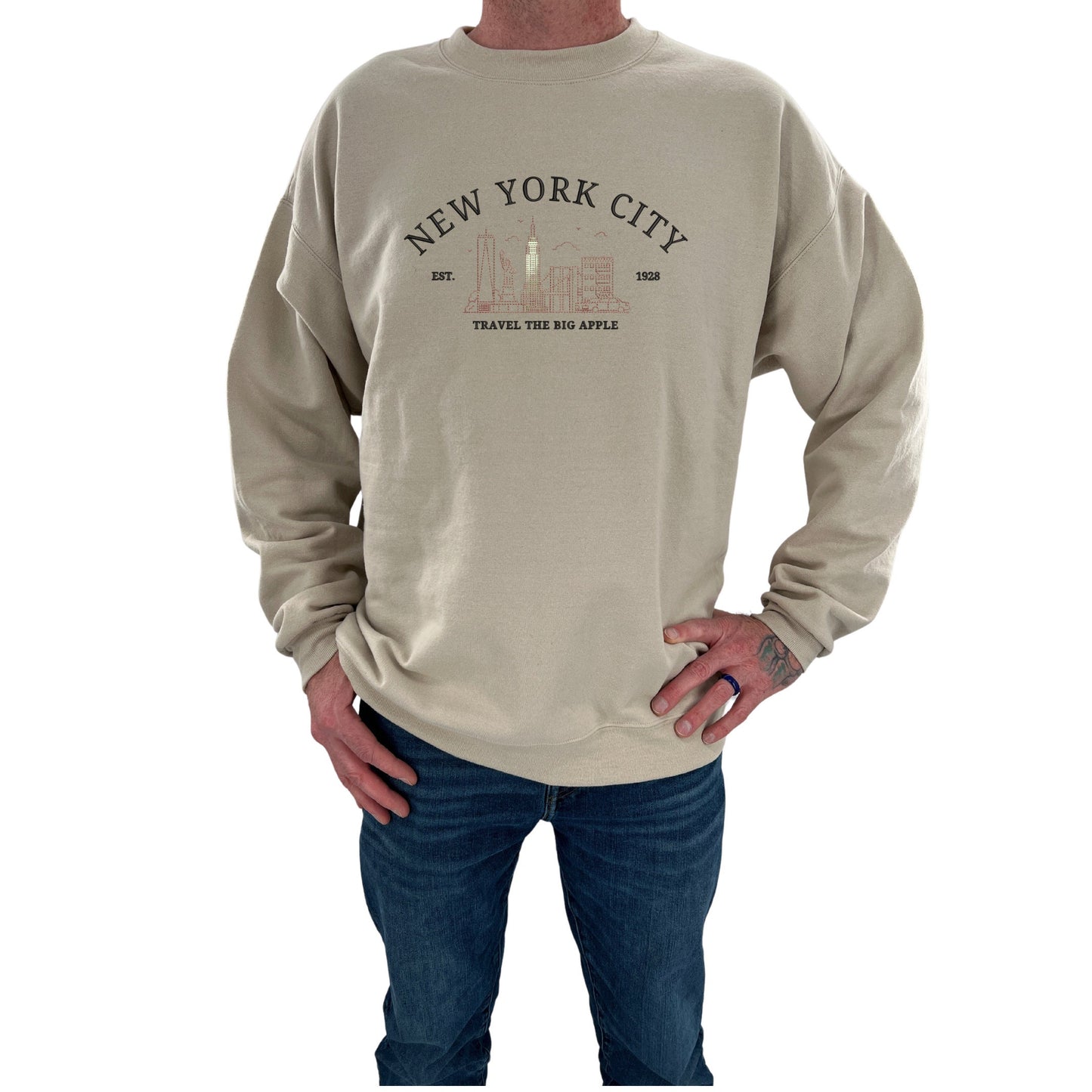 New York City Unisex Embroidered T-Shirt or Crewneck Sweatshirt