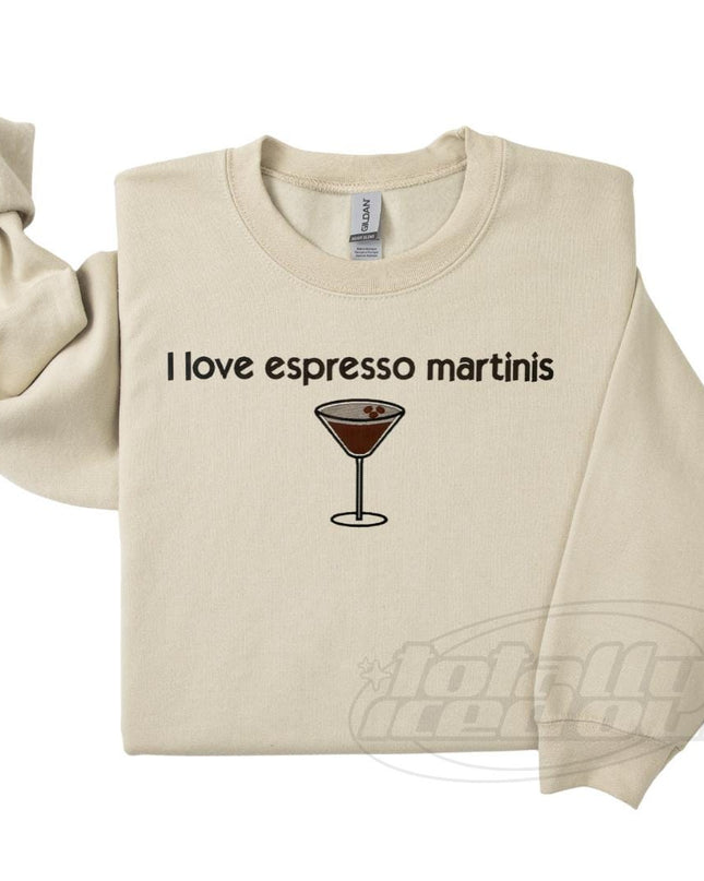 a white sweatshirt with a martini glass on it
