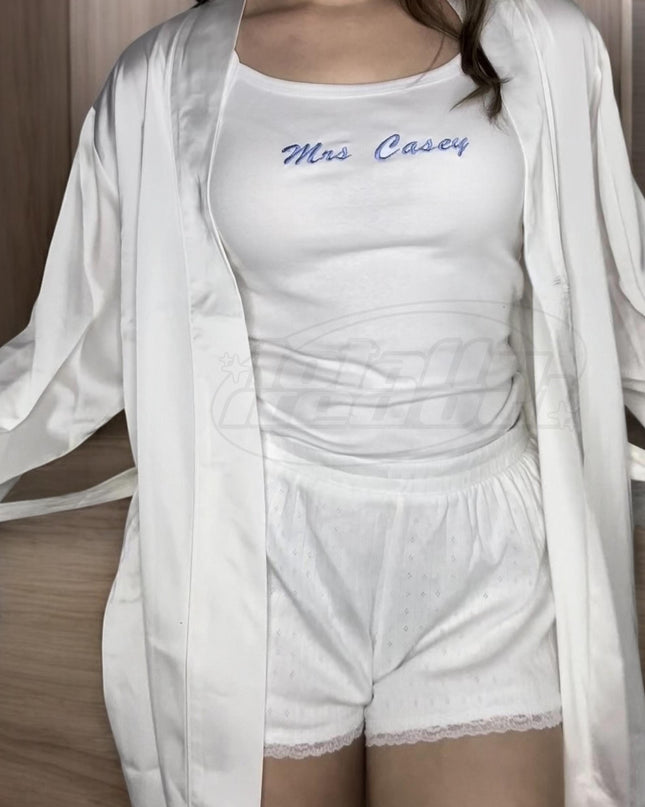 Custom Mrs. Bride Embroidered Spaghetti Strap Tank Top, Premium Mrs Tank, Mrs. Tank Top, Custom Gift for Bride