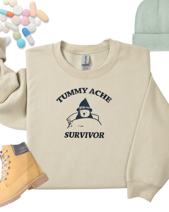 a sweater, beanie, boots, and a beanie hat