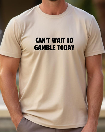 a man wearing a t - shirt that says, can't wait to ga