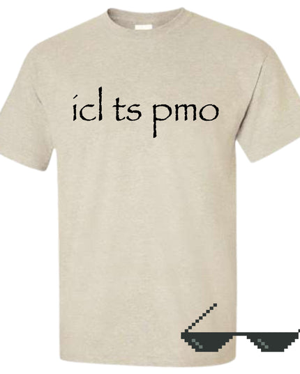 a t - shirt with the words ictts pmo printed on it