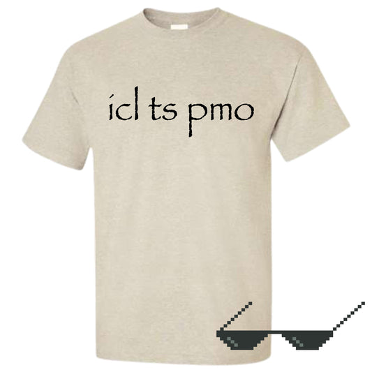 a t - shirt with the words ictts pmo printed on it