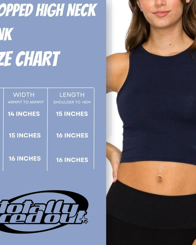 the cropped high neck tank size chart
