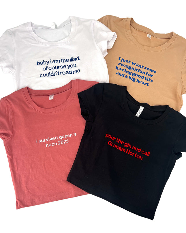 Custom Embroidered Crop Top, Personalized Crop Top, Custom Design Crop Top