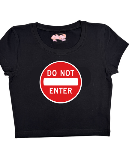 a black shirt with a do not enter sign on it