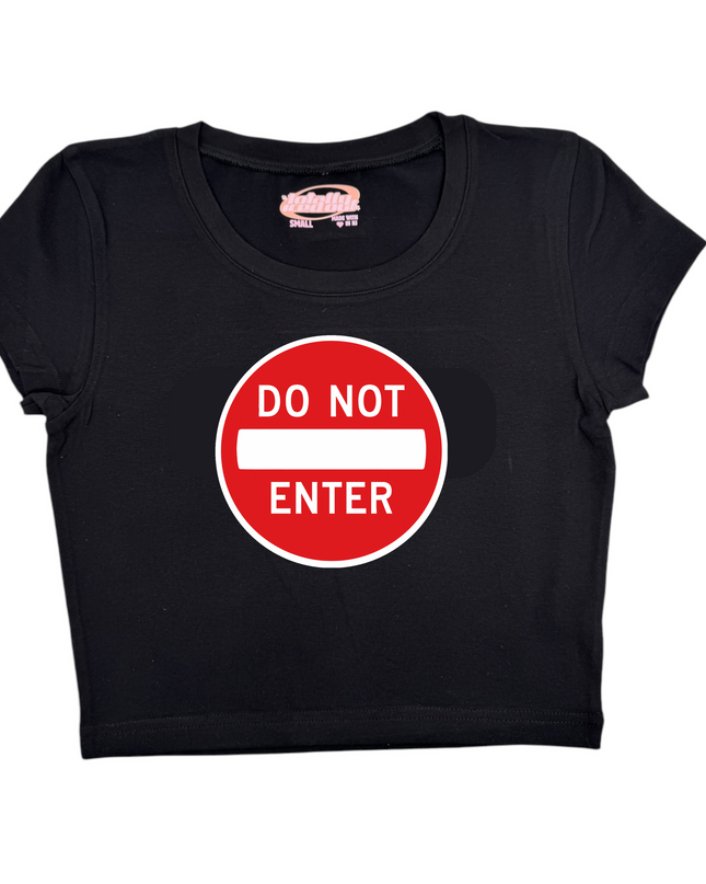 a black shirt with a do not enter sign on it