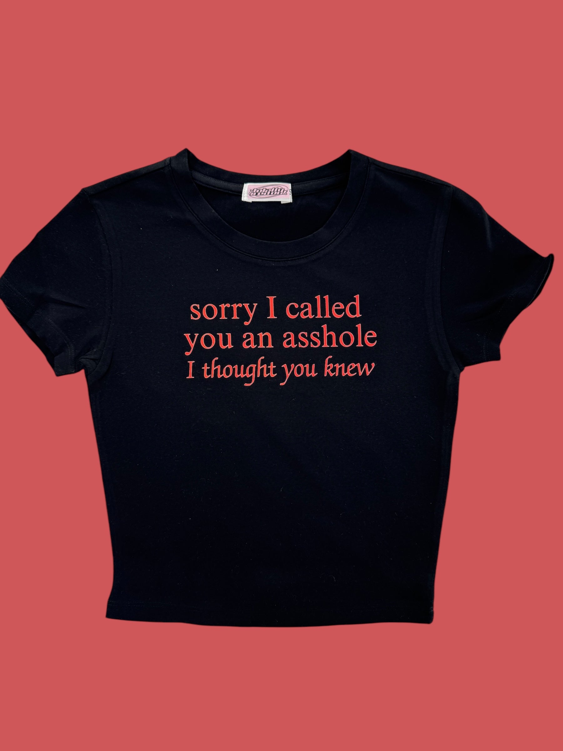 a t - shirt that says sorry i called you an asshole