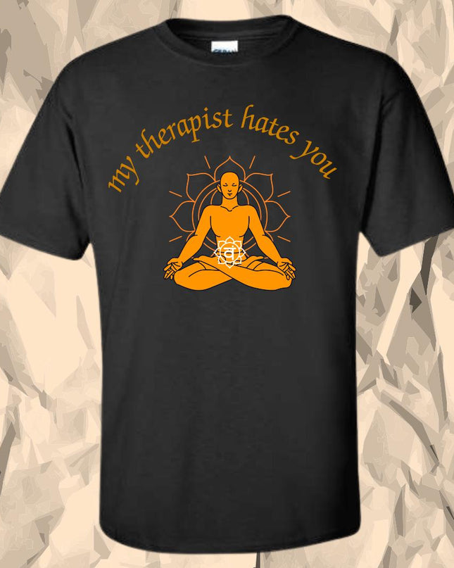 a black t - shirt with a buddha image on it