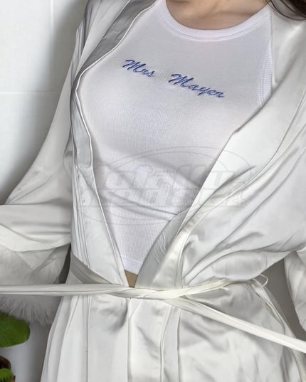 Custom Mrs. Bride Embroidered Ribbed Tank Top, Bridal Shower Gift