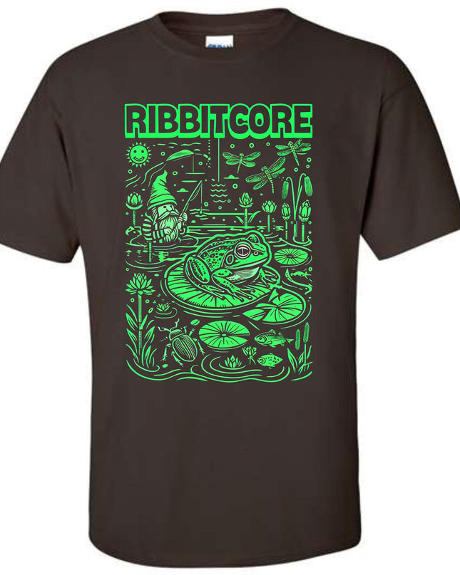 a brown shirt with a green graphic on the front of it