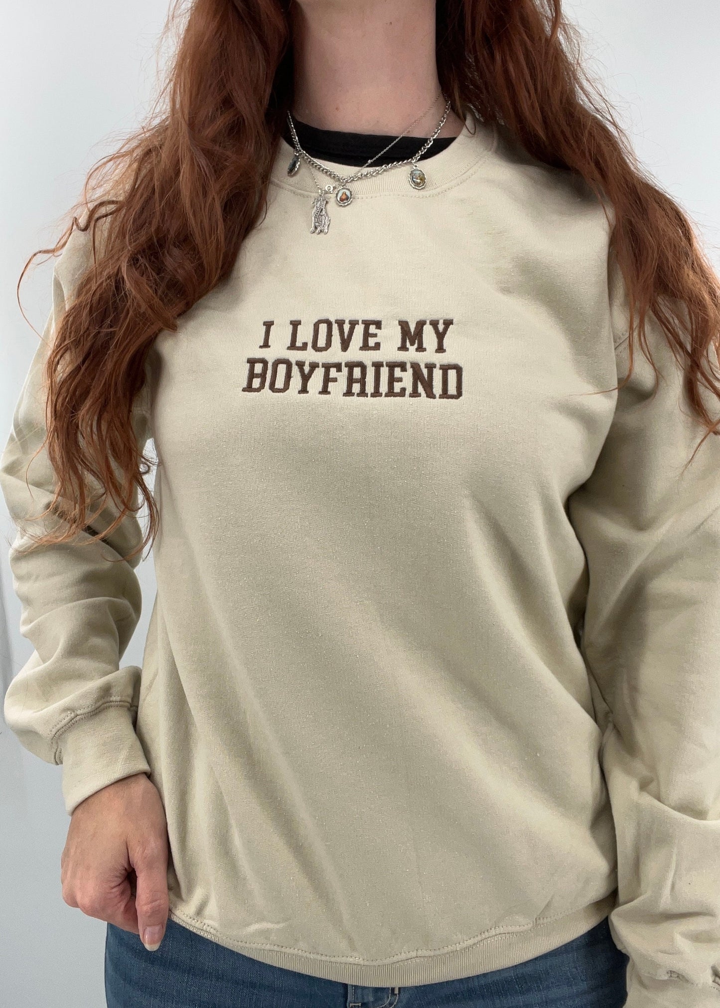 I Love My Boyfriend Embroidered Sweatshirt | Boyfriend Crewneck | Girlfriend Sweatshirt | Boyfriend Girlfriend Shirt | Christmas 2022