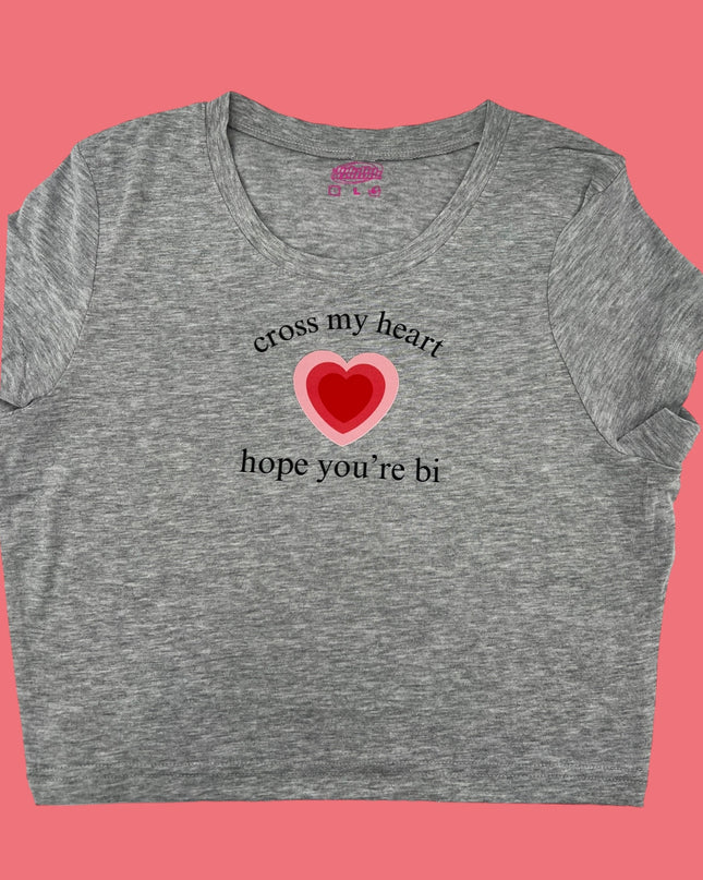 a t - shirt with a heart on it that says cross my heart, hope