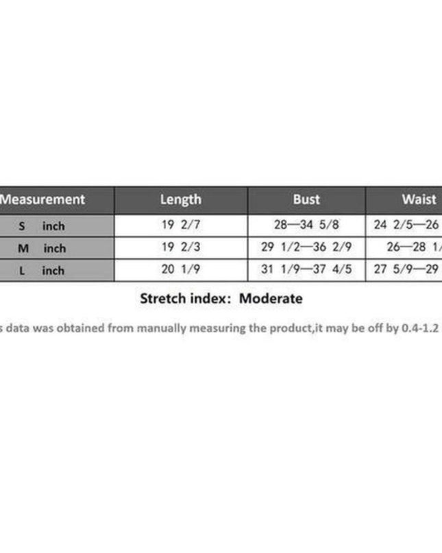a table with measurements and measurements for different items