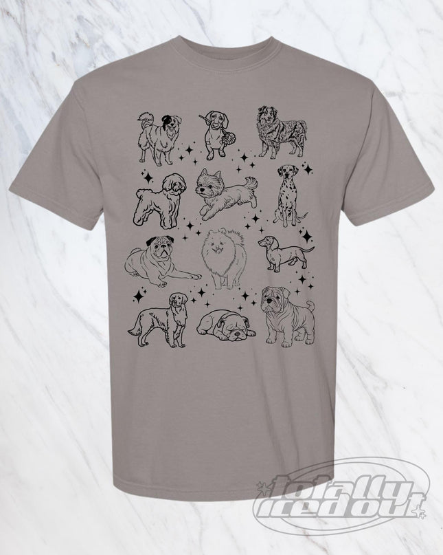 a t - shirt with dogs drawn on it