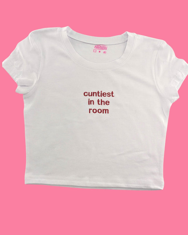 a white t - shirt with the words&#39;cuntfest in the room &#39;