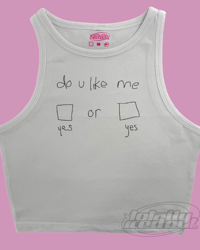 a white tank top with writing on it