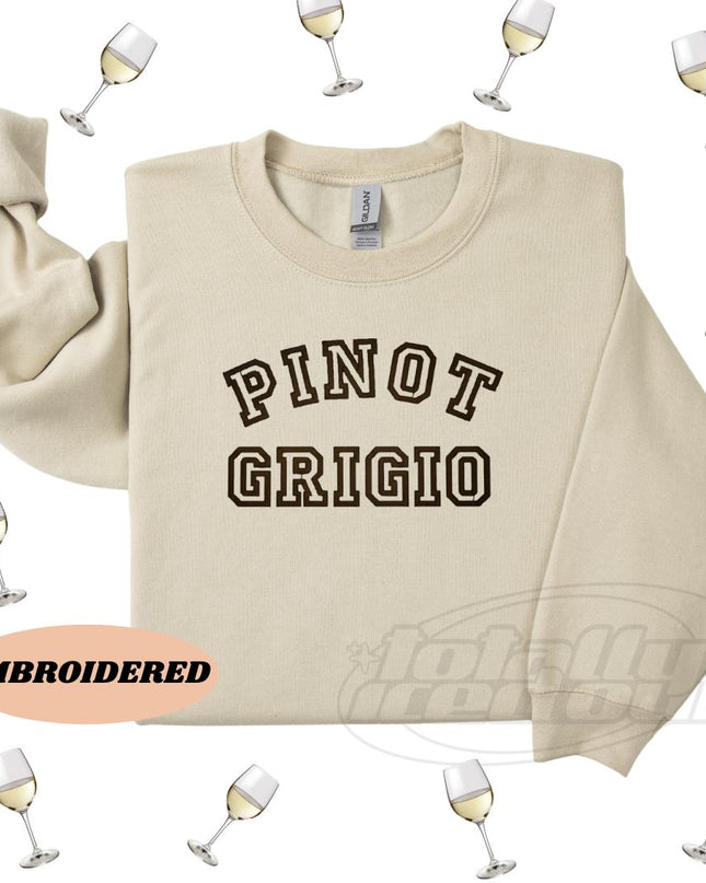 a sweater with the words pinot grigio printed on it