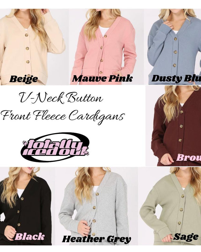 Custom Dog Photo Fleece Button Front Fleece Cardigan