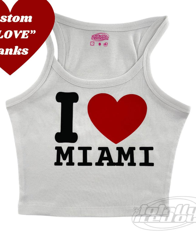 a tank top with the word i love miami on it