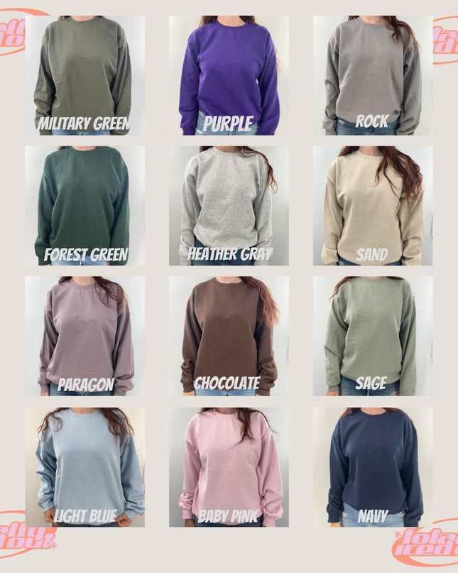 a collage of different colors of sweatshirts