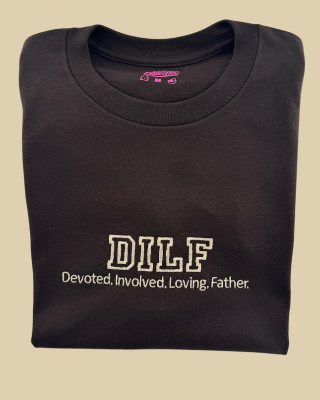 a black t - shirt that says diff devoted involved loving father