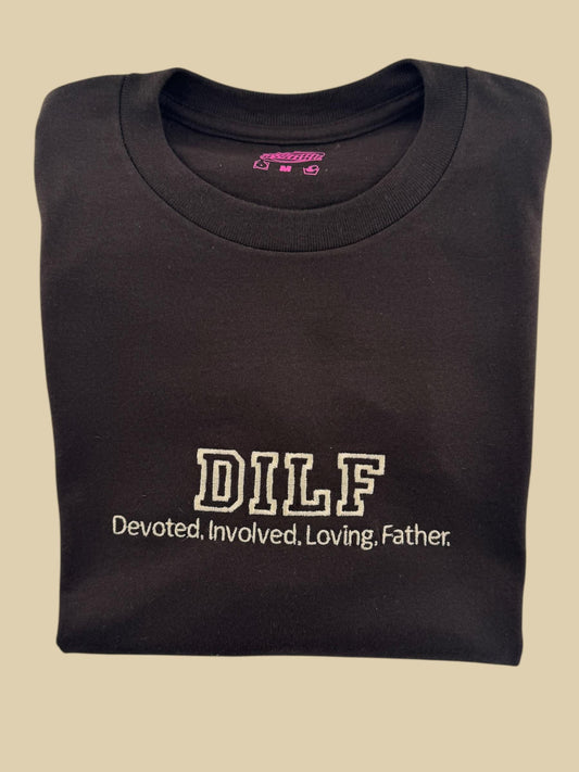 a black t - shirt that says diff devoted involved loving father