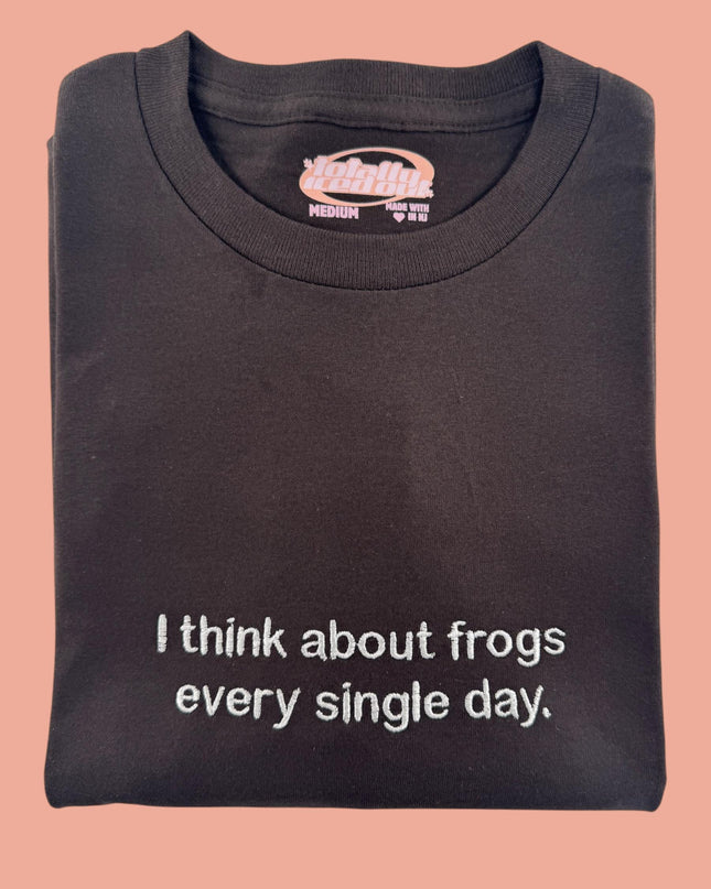 a t - shirt that says i think about frogs every single day
