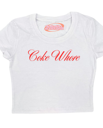 a white t - shirt with the words coke where on it