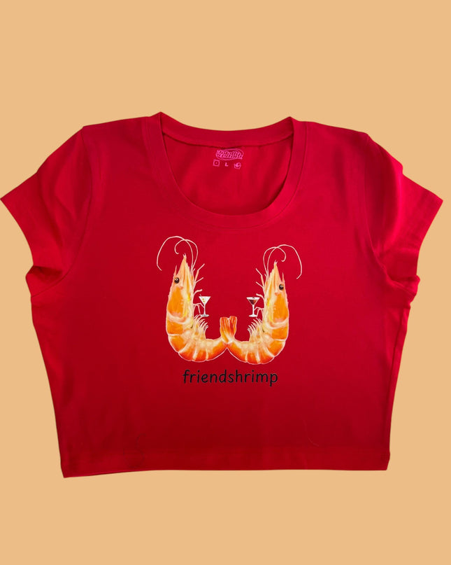 a red shirt with a picture of a lobster on it