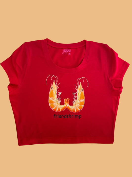 a red shirt with a picture of a lobster on it