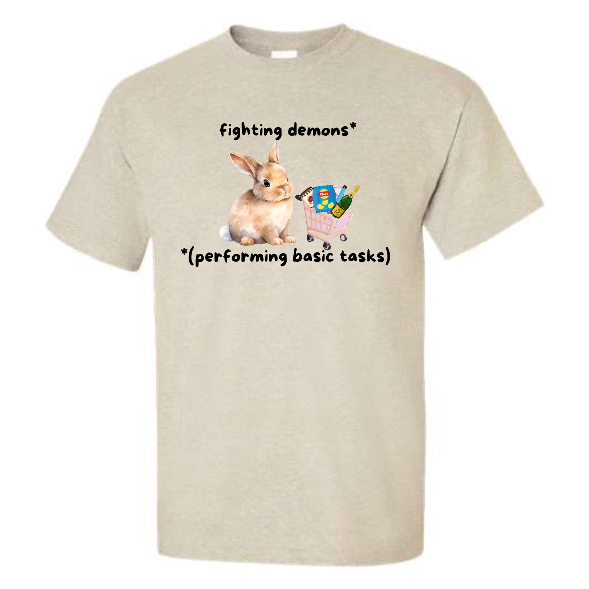 a white t shirt with a picture of a dog and a pig