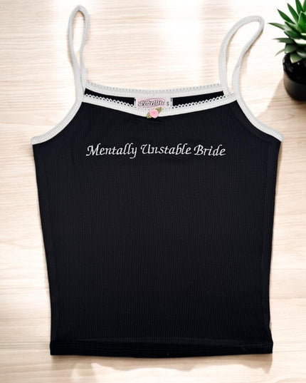 a women's tank top with the words mentally lustati bride written on it