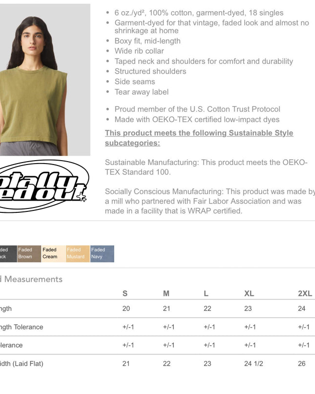 a women's tank top sewing pattern with measurements