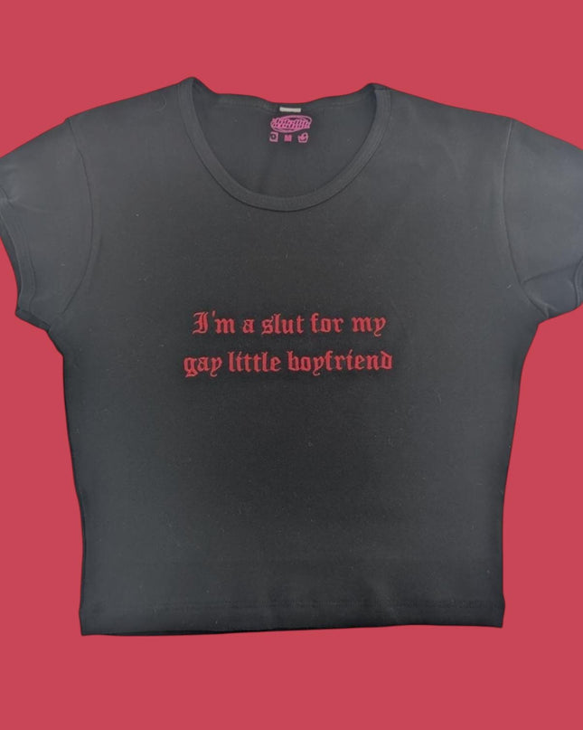 a t - shirt that says i'm a suit for my gay little boyfriend