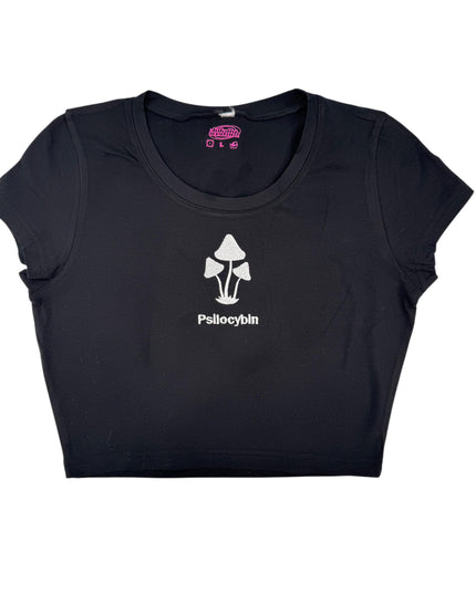 a black shirt with a white logo on it