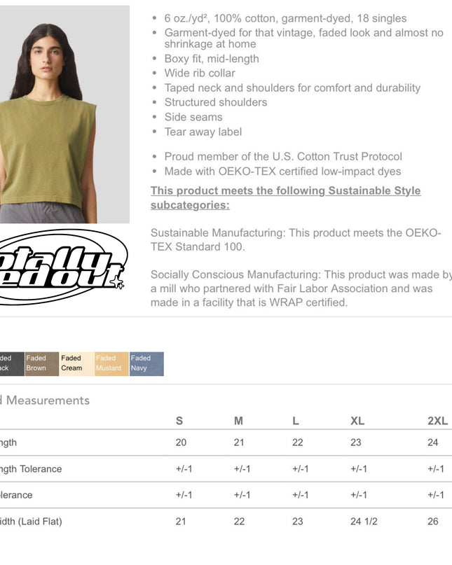 a women's tank top sewing pattern with measurements