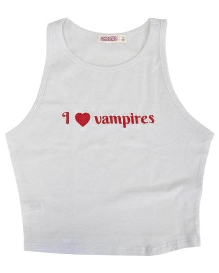 I Love Vampires Embroidered Tank Top or Baby Tee
