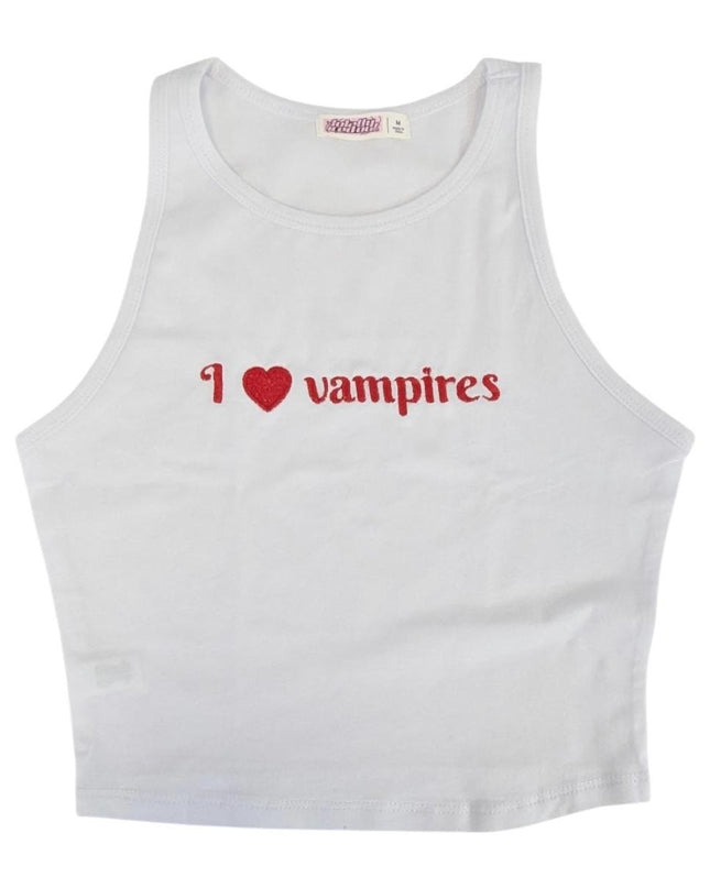 I Love Vampires Embroidered Tank Top or Baby Tee