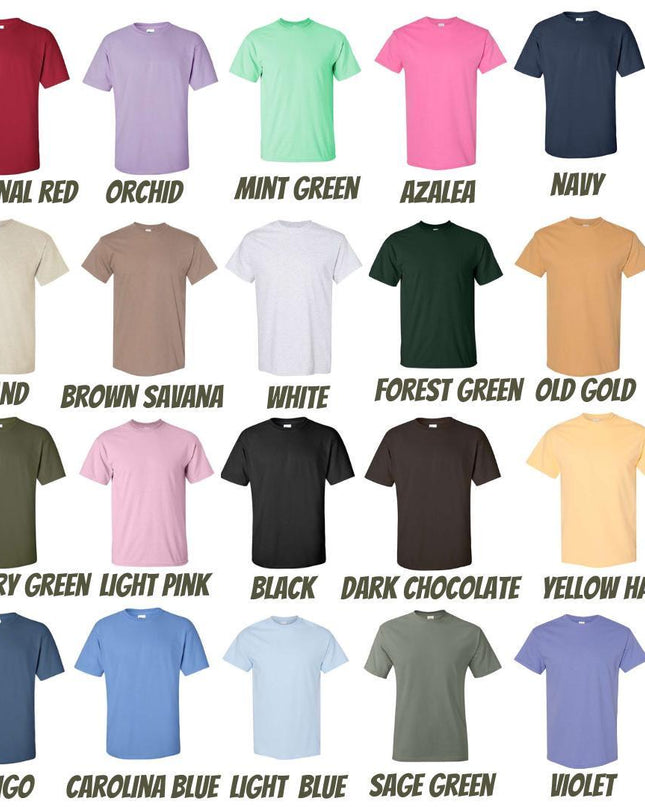 a bunch of different colors of t - shirts