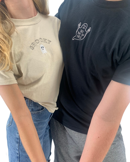 See You In Heck Ghost Embroidered Tee